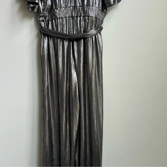 Refinery29 x ELOQUII disco hipster Party Silver Metallic V-Neck Jumpsuit R29 14 - Picture 15 of 16